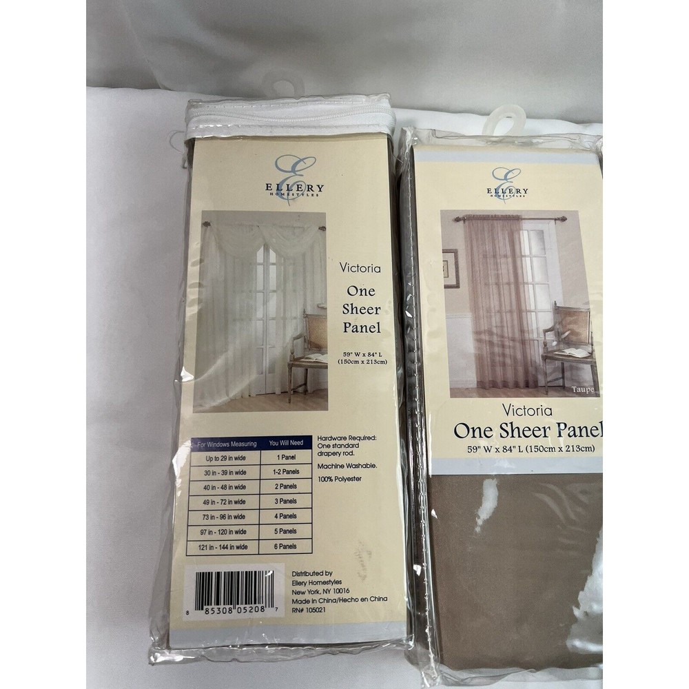 Ellery Home Styles Victoria Sheer One Panel Curtain Taupe 84"L 59”W 2 Packs - Picture 4 of 5